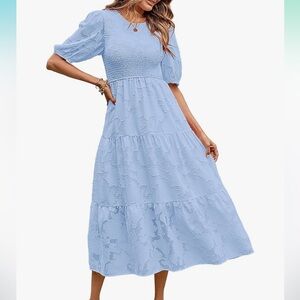 Chic Light Blue Midi Dress